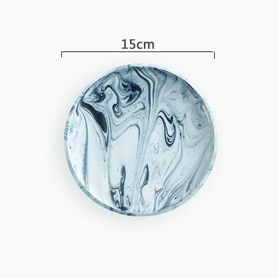 B gray 15cm Креативные мраморные керамические тарелки и тарелки фруктовый поднос торт стейк тарелка столовая посуда тарелка для завтрака круглая посуда - Цвет: B gray 15cm