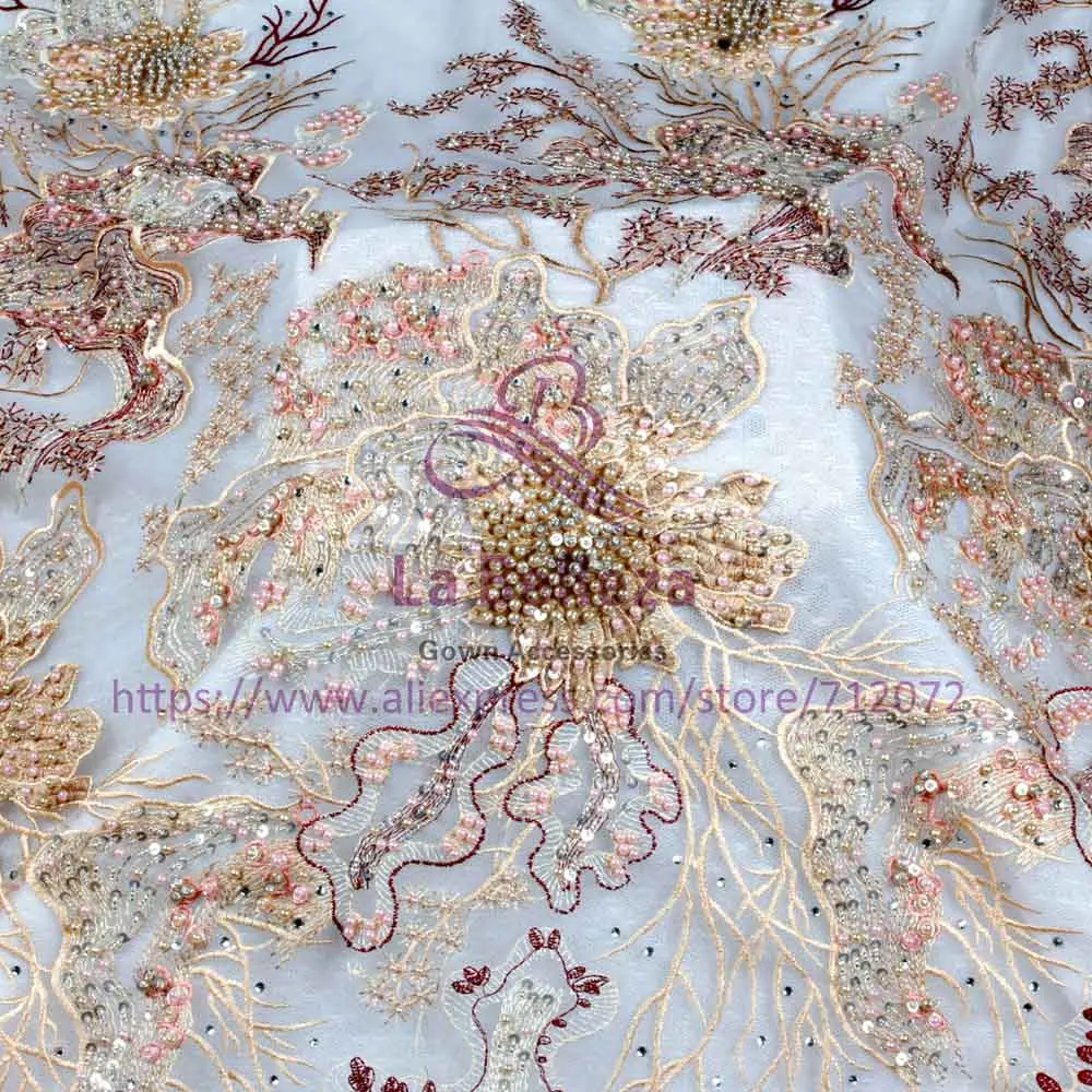 Mixed on white net La Belleza, хит, смешанные цвета, тяжелое, расшитое бисером, черное/белое Сетчатое свадебное платье/модное шоу/вечернее платье, кружевная ткань, 1 ярд - Цвет: Mixed on white net