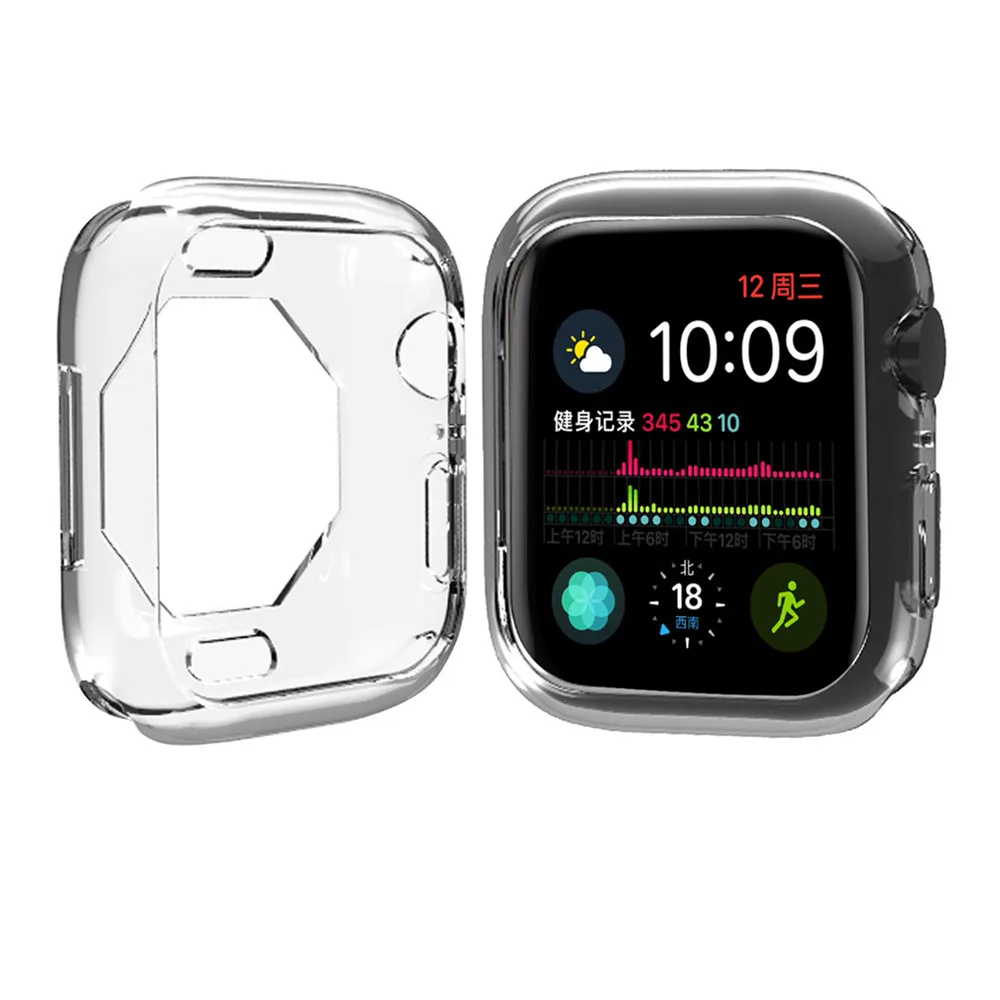 Clear Цветной мягкий чехол из ТПУ с покрытием для Apple Watch Series 4 Series 5, защитный чехол для iWatch 44 мм 40 мм, силиконовый чехол - Цвет: Clear