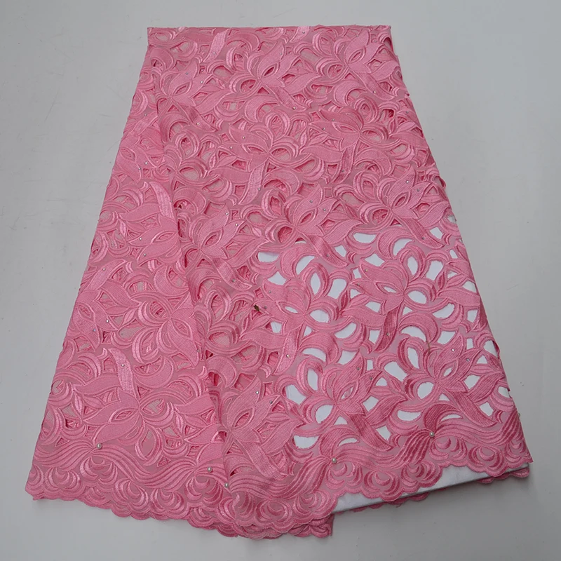

SY9487-16 African Embroidered Net Lace Fabric Hollow Swiss Guipure French Tulle Double Organza Cord Nigerian Lace Fabrics 5Yards