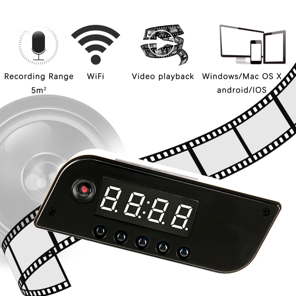 SOONHUA мини-камера HD AP/STA 1280x720 видеокамера ночного видения беспроводная WiFi мини DV DVR видеорегистратор видеокамера будильник