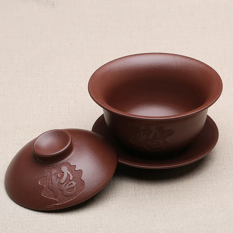 140 ml фиолетовая глина yixing Gaiwan все ручной природных Zisha для хватания миска с крышкой набор блюдец/Drinkware утварь бутик