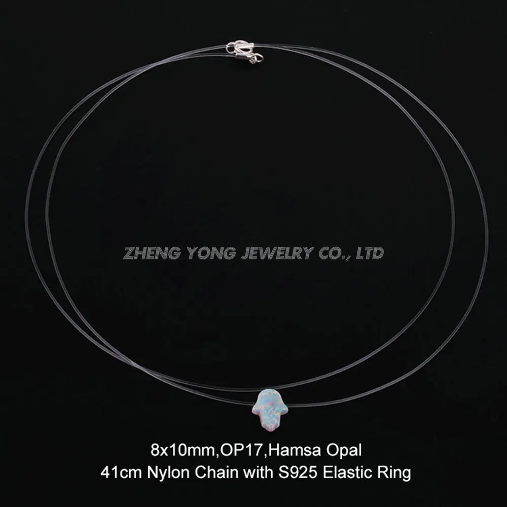 OP17-8x10mm Горячая Распродажа, прозрачная цепочка, белый опал, Хамса, ювелирное изделие, сглаз/Сердце/груша/Крест/Слон/Фатима, ручной опал, ожерелье для женщин - Окраска металла: OP17-8x10mm