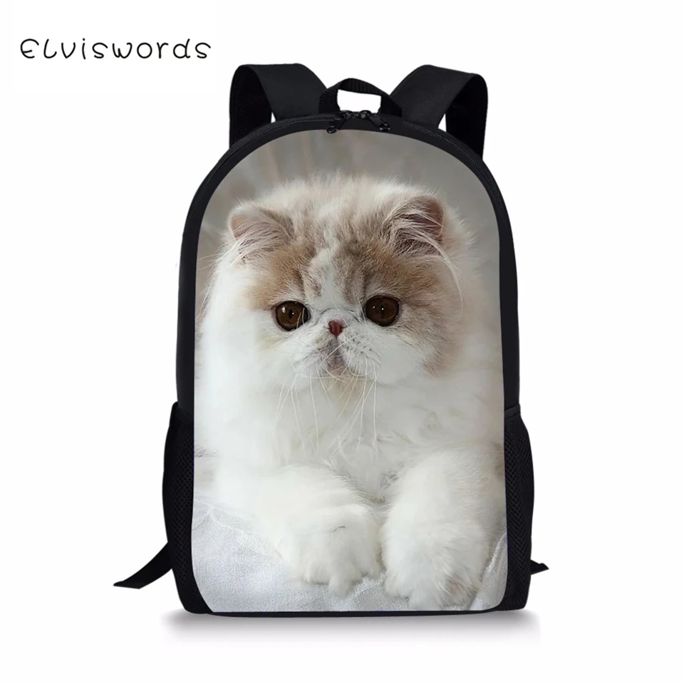 Детские рюкзаки ELVISWORDS Kawaii детские школьные сумки с рисунком персидских кошек для