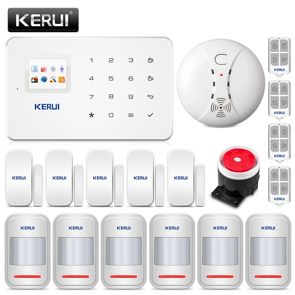 KERUI G18 Беспроводная GSM охранная домашняя система охранной сигнализации комплект защиты дома телефон приложение пульт дистанционного управления с детектором дыма