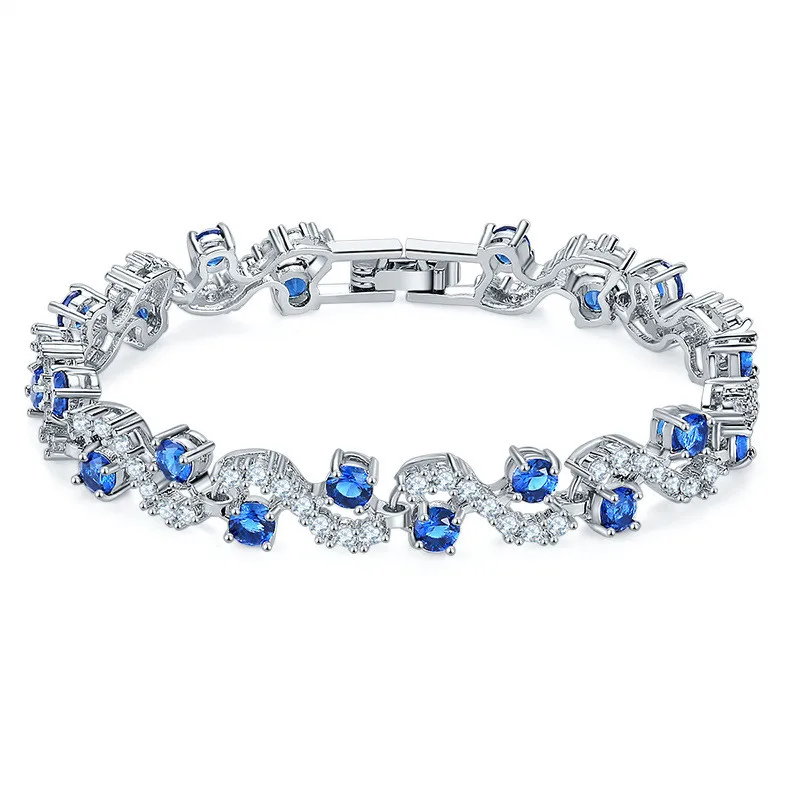 

Ociki Silver Color Zirconia Blue Crystal Bracelet for Girl Women Gift Drop Shipping Wedding Drop Shipping Fashion Jewelry