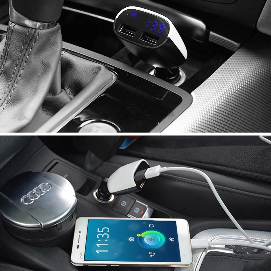 KEXU Dual USB Universal Car Charger 5V 3.4A Voltage Diagnostic LED Screen Car-Charger 2.4A+1A For Mobile Phone | Мобильные телефоны