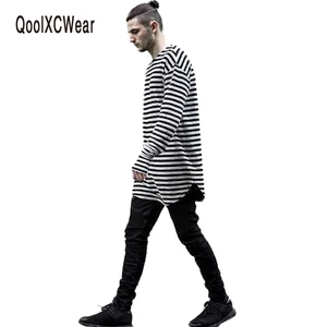 Футболка QoolXCWear в стиле хип-хоп, уличная футболка футболки оптом, модная брендовая удлиненная футболка, летняя дизайнерская футболка оверсайз с длинным рукавом