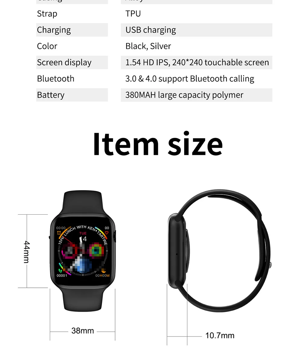 Bluetooth IWO LITE Смарт часы 44 мм Смарт-часы чехол для ios apple iPhone и Android телефон дешевая версия