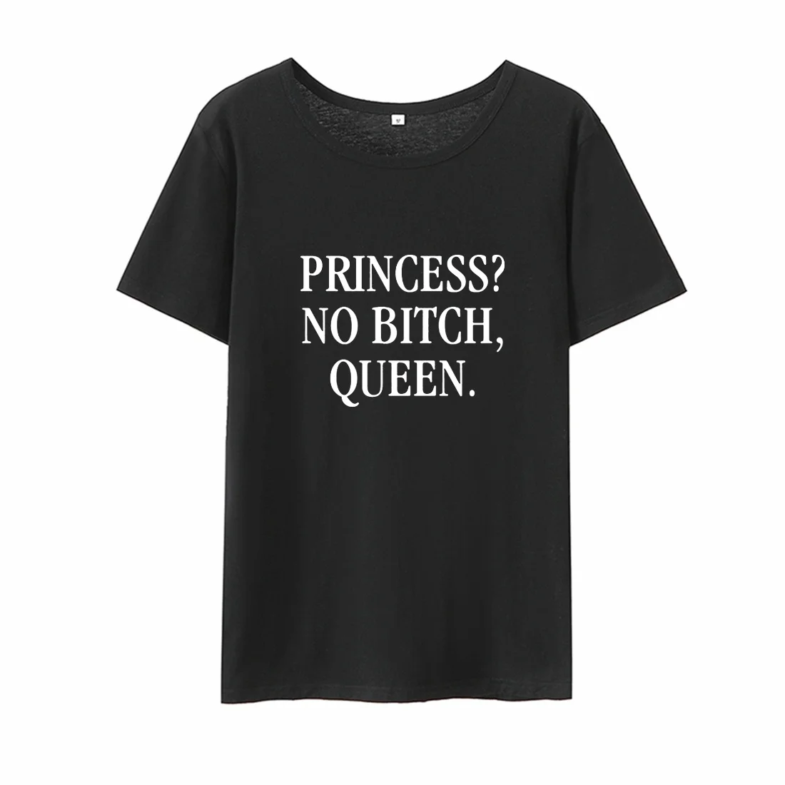 

Princess No Letter Print T-shirt Women O-neck Short Sleeve Funny Tshirt Women Top Black White Loose Tee Shirt Femme