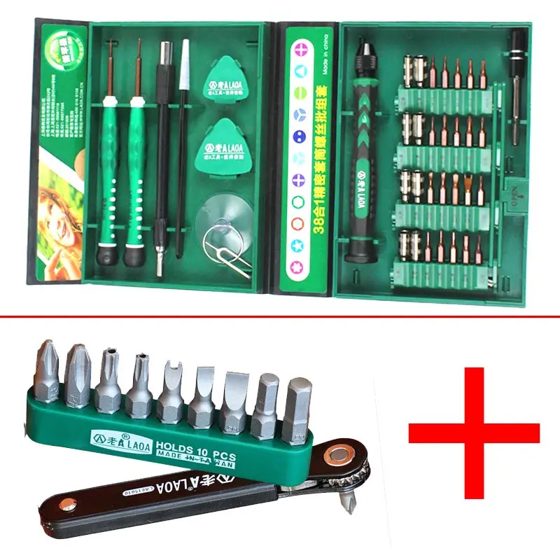 with screwdriver LAOA Горяч-продавать 38 в 1 Набор прецизионных отверток с Phillips Torx шестигранные y-типа Треугольники 5-ти Точечные сверла - Цвет: with screwdriver