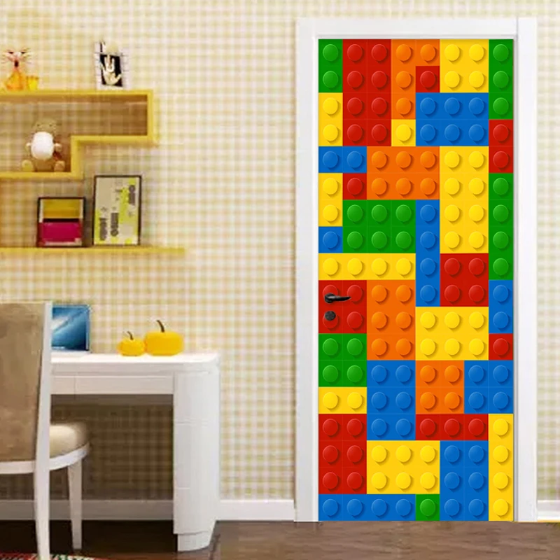 ПВХ самоклеящиеся водонепроницаемые 3D стерео Lego кирпичи наклейка на дверь дети