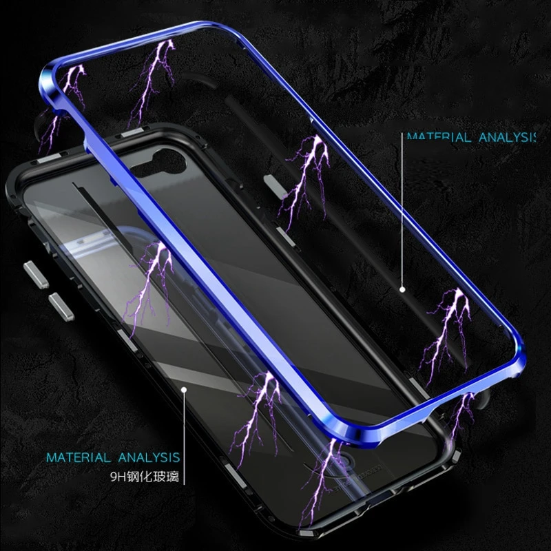 Magnetic Adsorption For Samsung galaxy A30 50 Tempered Glass Metal Case A8 Plus A7 A9 2018 cover |