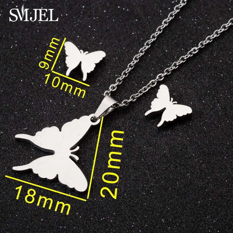 BUtterfly Necklace SMJEL, ожерелье из нержавеющей стали для мамы и ребенка, набор, ожерелье для мамы и мамы, серьги для детей, ювелирные изделия для детей, Прямая поставка - Окраска металла: BUtterfly Necklace