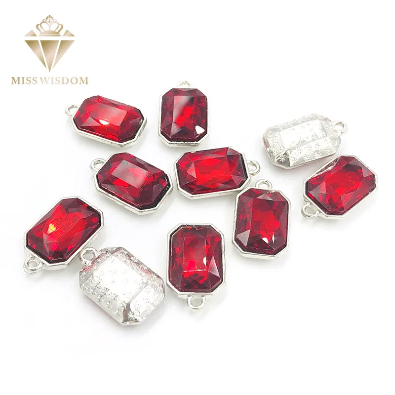 10x14 мм красные пришивные стразы из металлического сплава с одним отверстием