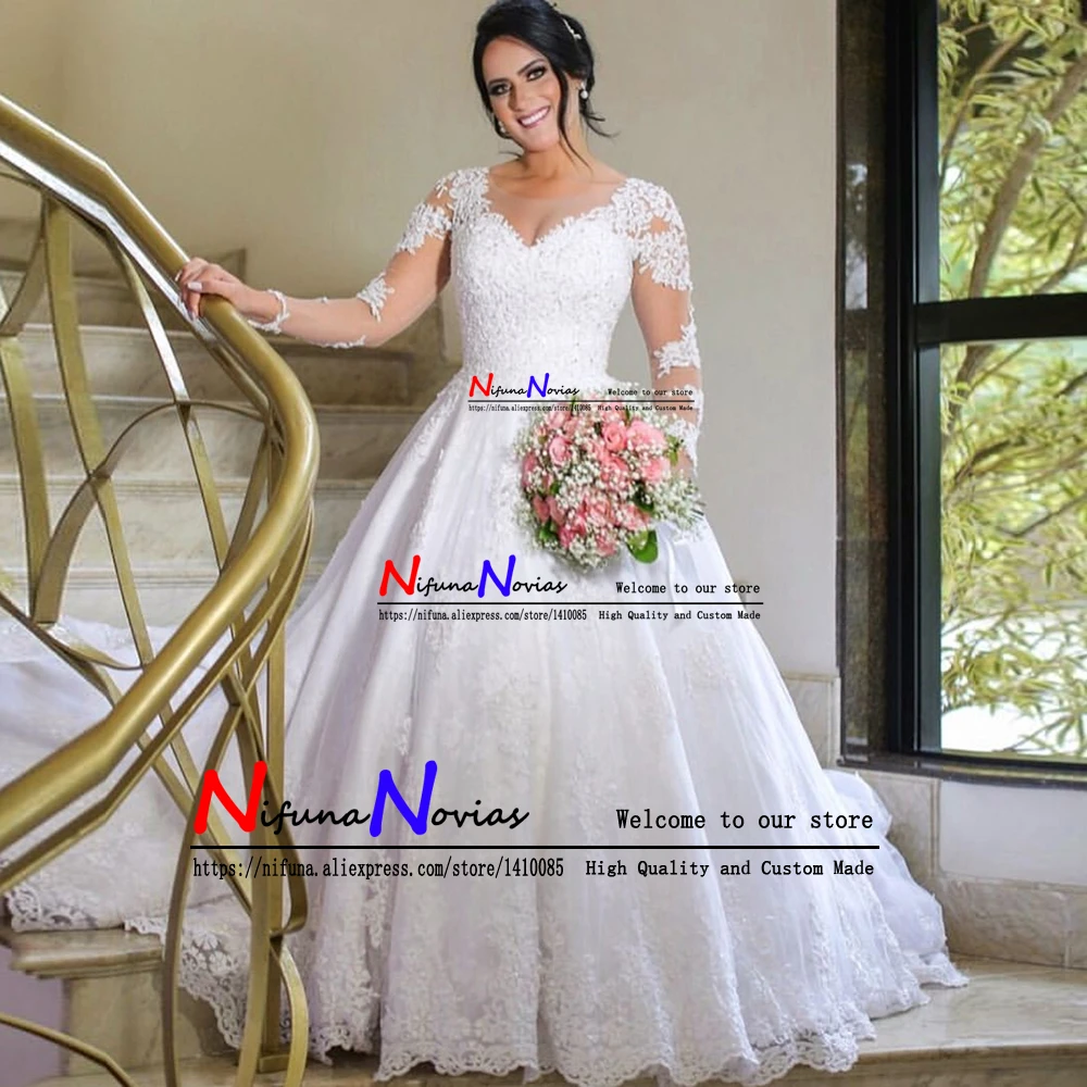Vestidos De Noiva бальное платье с длинным рукавом свадебное 2019 Свадебные платья
