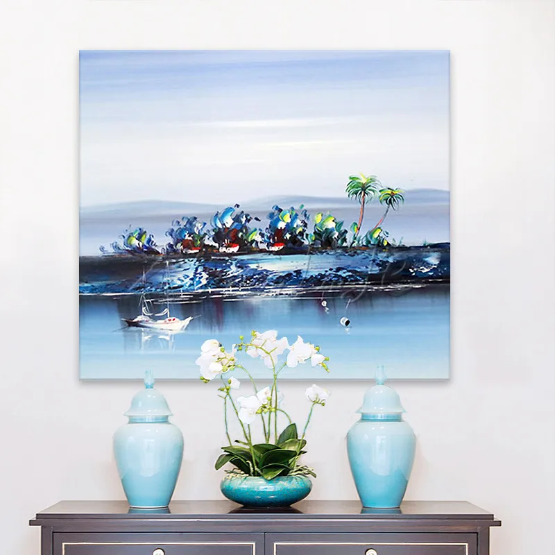 Ручная роспись на лодке картина маслом настенные картины для гостиной Настенный