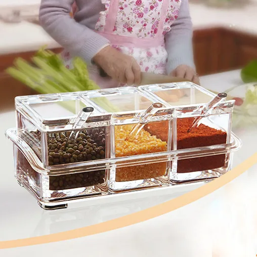 2020 Seasoning Rack Spice Pots Box Storage Container Condiment Jar Kitchen Tool Salt Pepper Cumin Powder tool | Дом и сад