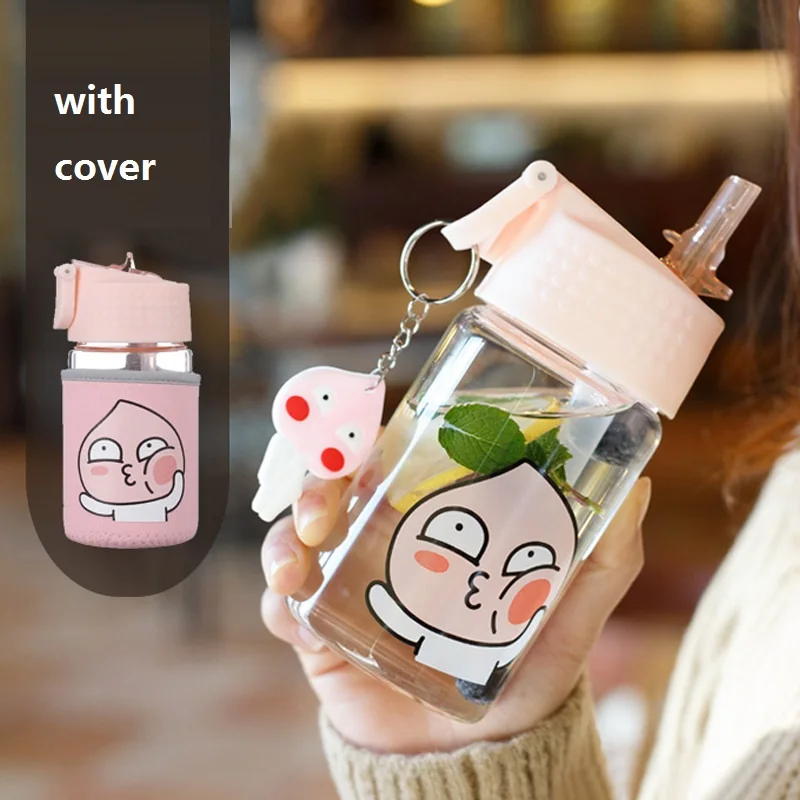 Корейская кавайная свинка милая мультяшная стеклянная бутылка для воды