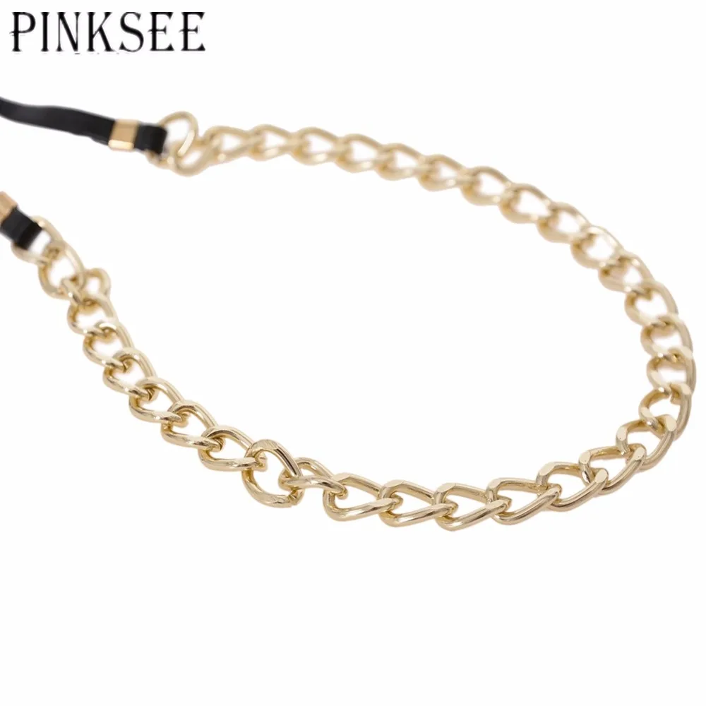 PINKSEE Chokers Necklace Women 2017 Popular Gothic Black Leather Necklaces Alloy Chain Charm Jewelry bijouterie | Украшения и