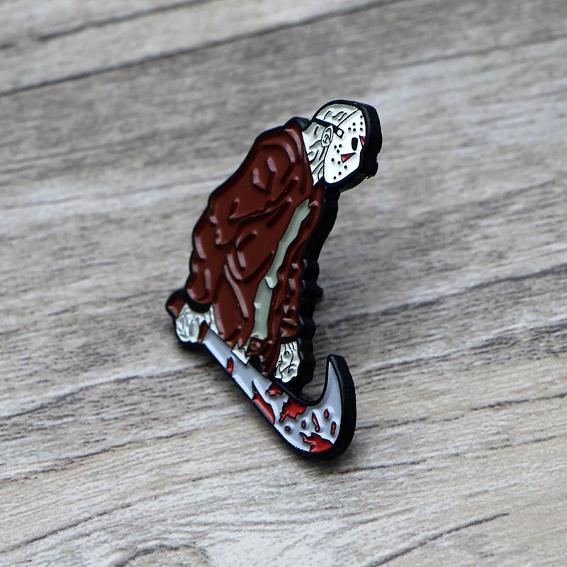 

L1367 Friday the 13th Horror Pins Metal Brooches and Pins Enamel Pin for Backpack/Bag Badge Brooch T-shirt Collar Jewelry 1pcs