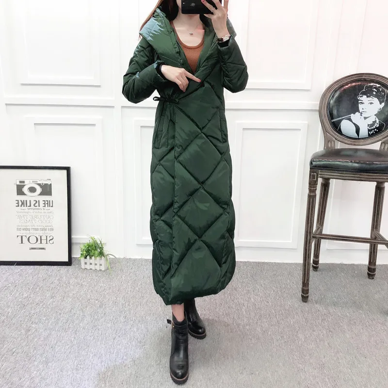 2020 длинный Зимний пуховик женское теплое пальто с капюшоном корейские пуховики