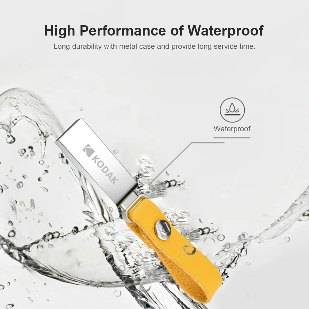 K122 KODAK USB 2,0 u-диск водонепроницаемый ударопрочный 64 ГБ 32 ГБ 16 ГБ USB флеш-накопитель высокоскоростной автомобильный u-диск с кожаной цепочкой