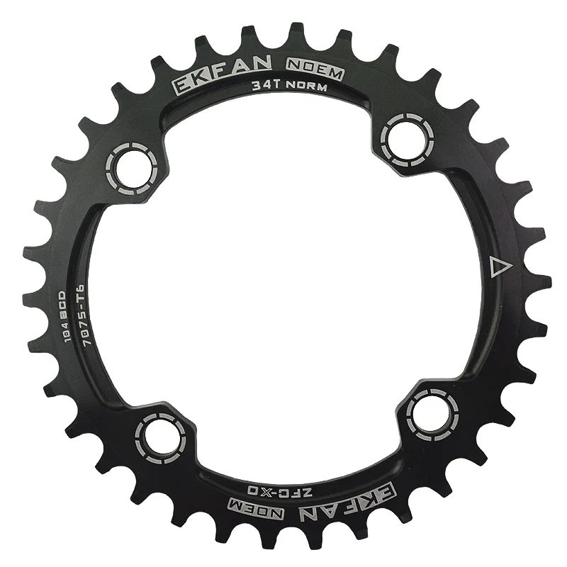 Цепь велосипедная EKFan узкая широкая 32T/34T/36T 104BCD MTB 7075-T6 одноплатная | Спорт и