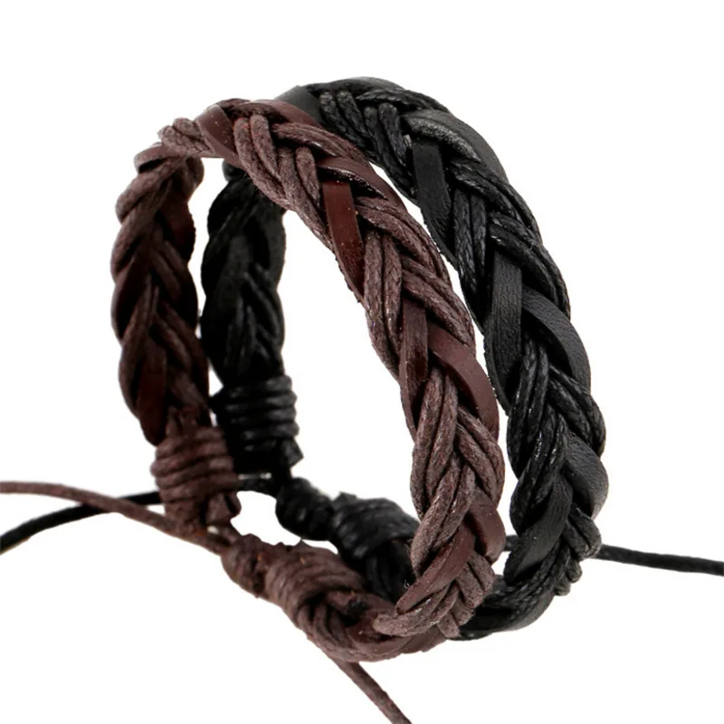 

Multi-layer hand-woven 100% leather bracelet couple wild personality fashion retro men and women bracelet jewelry gift wholesale