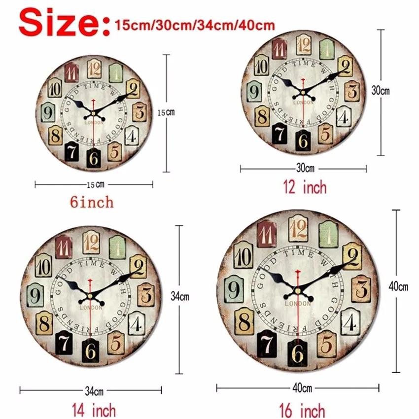 Потертые шикарные настенные часы винтажные для домашнего декора большие