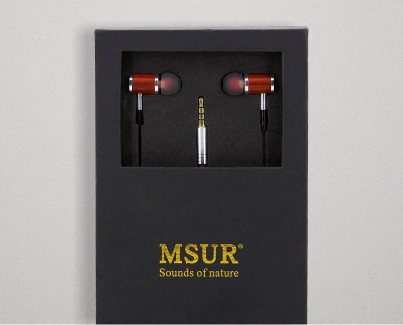Оригинальные наушники вкладыши MSUR C210i с эффектом дерева бас HIFI деревянный