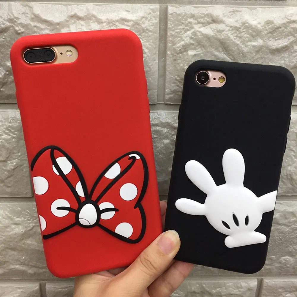 Boucho Soft Silicone Phone Cases For iphone X 6 6s 7 8 Plus 6plus Back Cover 8plus 7plus Case With 3D Bow and Fingerprint Capa |
