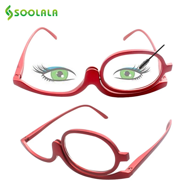 

SOOLALA 180 Degree Rotating Makeup Reading Glasses Monocular Cosmetics Glasses Fashion Women Glasses with One Flip Up Lenses
