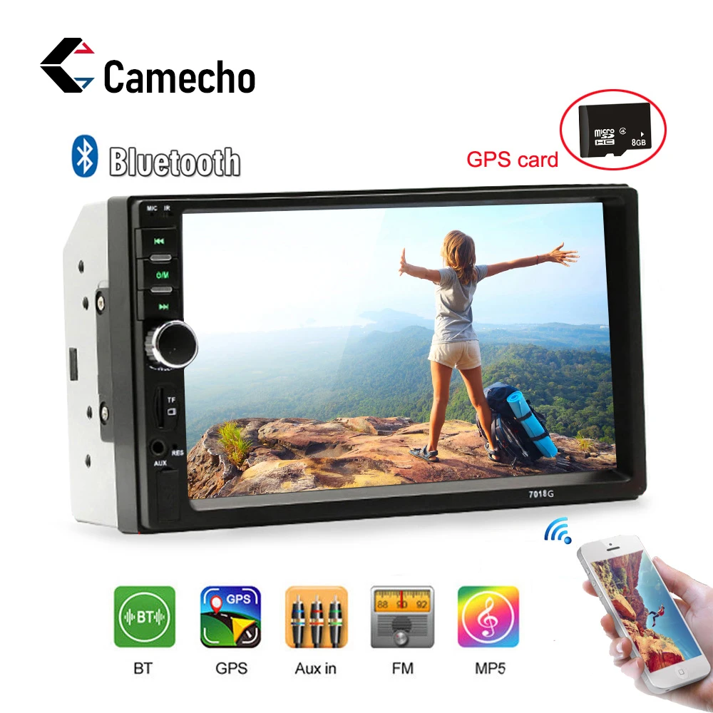 Camecho 7 &quotавтомобильный мультимедийный плеер 2Din MP5 с сенсорным экраном радио GPS