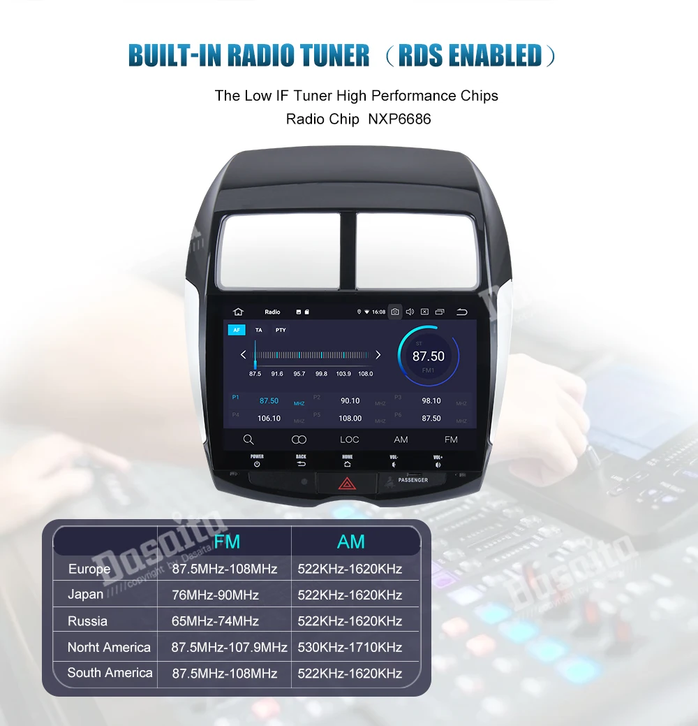 Dasaita Android 9,0 gps навигатор 1 Din автомагнитола для Mitsubishi ASX 2010 2011 2012 с 10," ips сенсорный экран 1080P видео