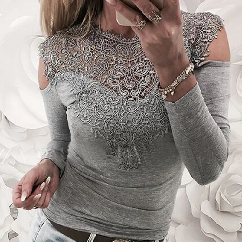 Весенние кружевные лоскутные размера плюс 2021 женский топ осень пикантные