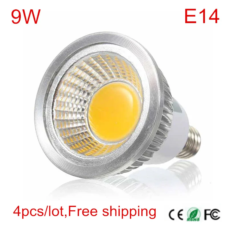 

COB E14 LED Spotlight Dimmable COB LED Bulb 9W Warm/Natural/Cold White AC110V/220V E14 Bulbs Free shipping 4PCS High Power