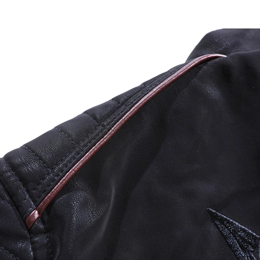 Мужская кожаная куртка с вышивкой EICHOS модная повседневная байкерская из