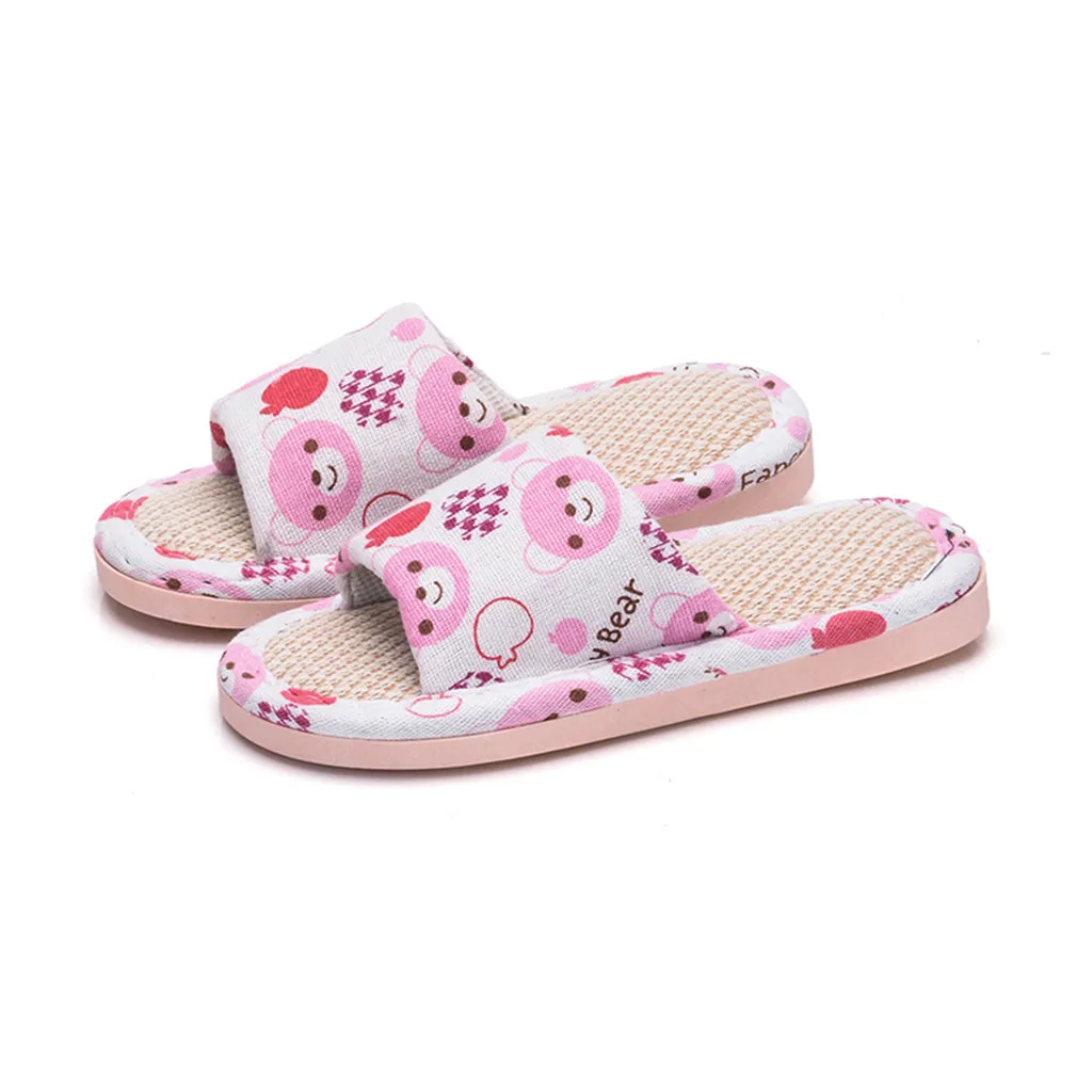 Kids Slippers Toddler Infant Girls Boys Unisex Cartoon Linen Slippers Shoes Pantuflas Infantiles Children Flip Flop Slippers Kid