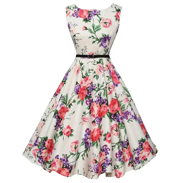 Для женщин платье Винтаж большой цветочный принт Bodycon рукавов Повседневное