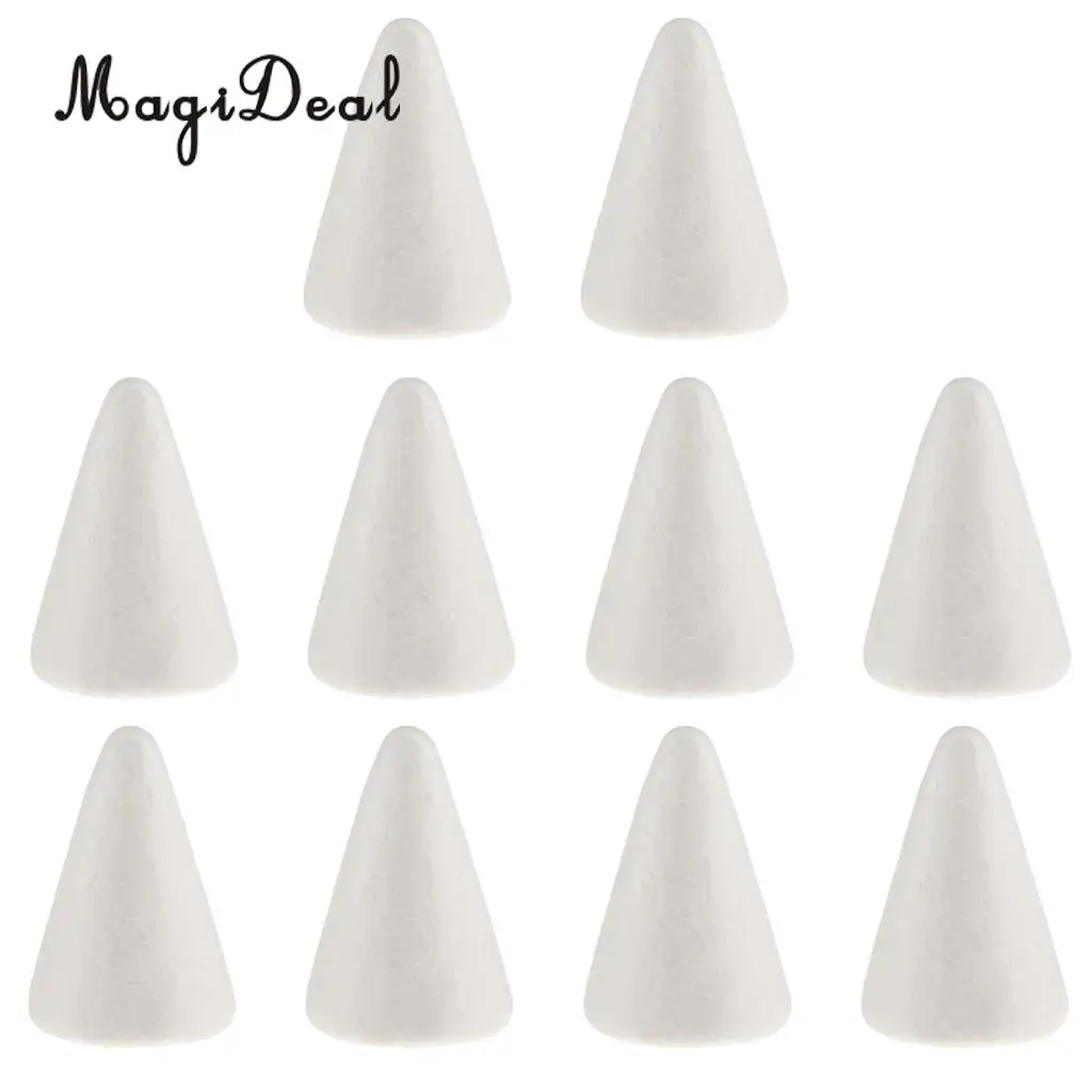 

10pcs White Cone Shape Styrofoam Doll Ornament for Party Decor DIY Kid Crafts