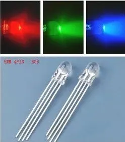 10 шт./лот 5 мм RGB LED общий катод 4pin красный зеленый синий светодиодный круглый