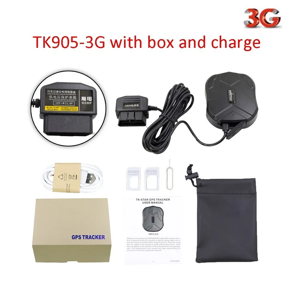 3g водонепроницаемый TK905 gps трекер WCDMA gps GSM магнитный автомобильный локатор 60 дней в режиме ожидания гео-Забор веб-приложение голосовой монитор - Цвет: with box and charger