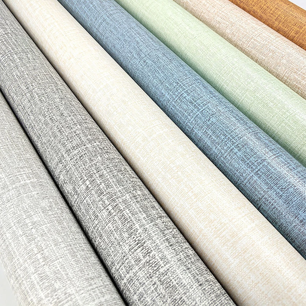 Моделирование простой льняной ткани ПВХ самоклеющиеся обои сплошной цвет