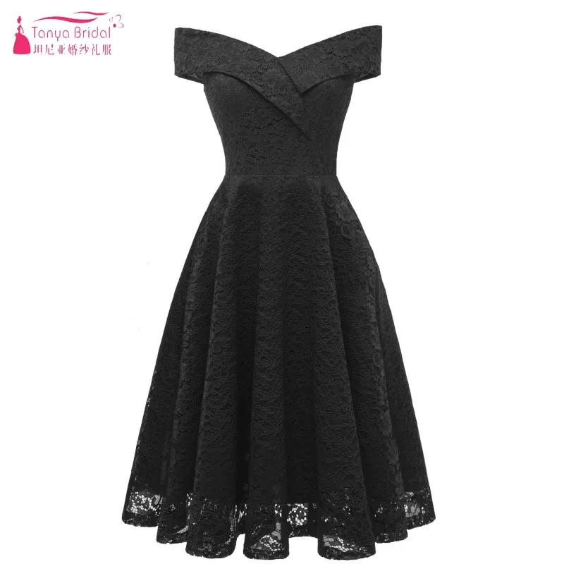 Кружевное платье подружки невесты длиной до колена винтажное с v образным