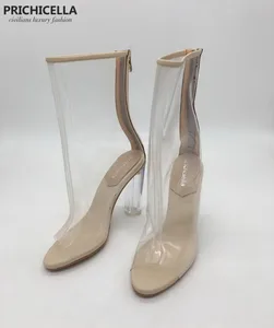 Женские модные прозрачные босоножки prichicella с открытым носком на высоком каблуке, летние босоножки