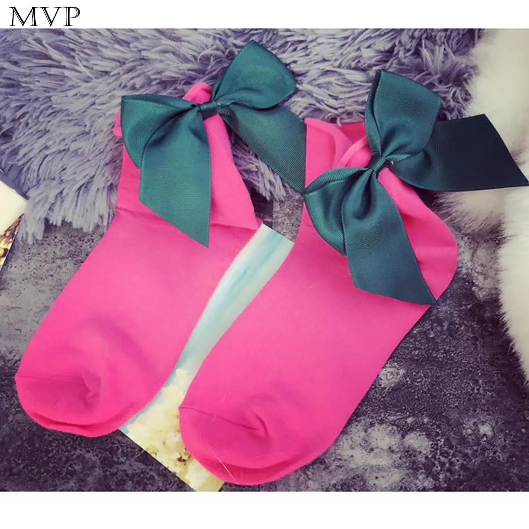 Women Fashion Cute Bow Stretchy Cotton Solid Casual socks one size fit most people. Socks Standard | Женская одежда
