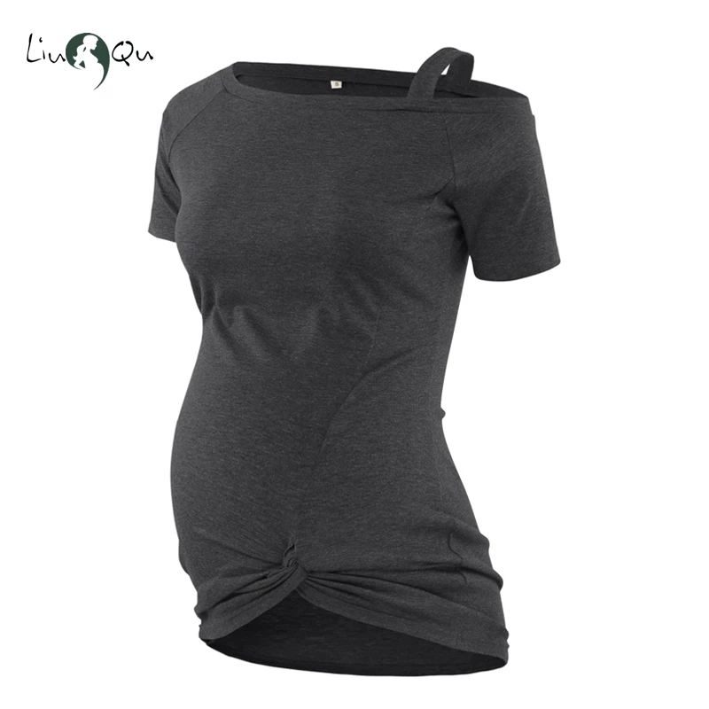 Off Shoulder Women's Blouse Maternity Clothes Side Ruched Pregnancy Top Women Shirt for Tops Short Sleeve Blusa | Мать и ребенок