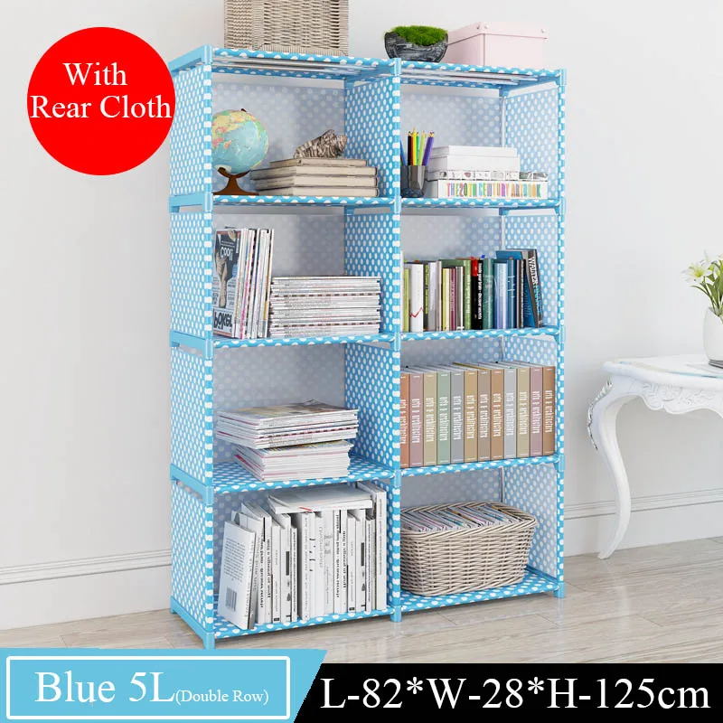 Blue 5L B Простая Многоуровневая книжная полка, креативная полка для хранения книг, растений, мелочей, сделай сам, комбинированная тканевая детская книжная полка - Цвет: Blue 5L B