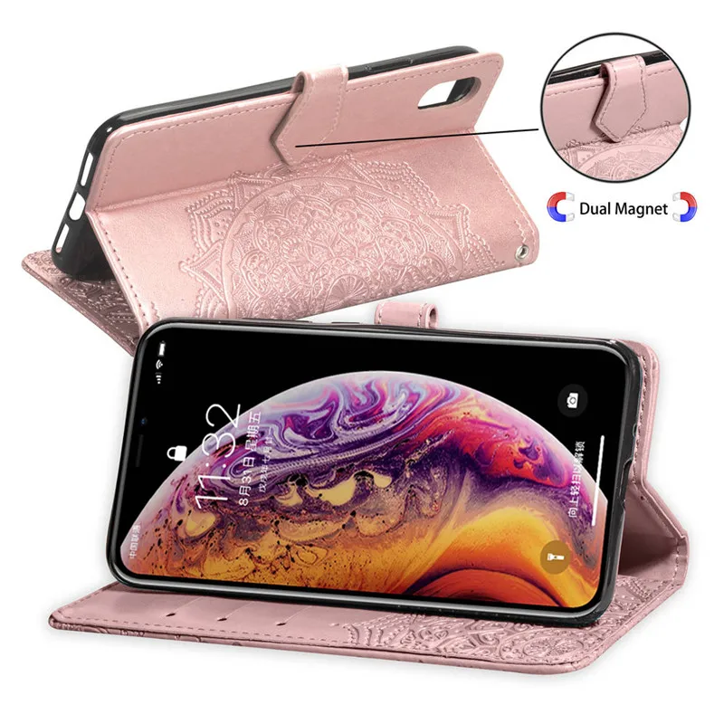 Кожаный чехол бумажник с цветочным узором для iPhone 11 Pro XS Max 5 5S SE 6 6S 7 8 Plus X XR защитный